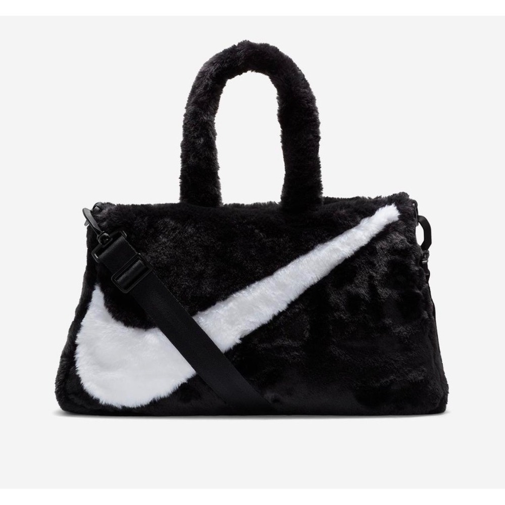 Nike Sportswear Futura Luxe Faux Fur Tote Bag Black Sail DQ5804-010 Crossbody